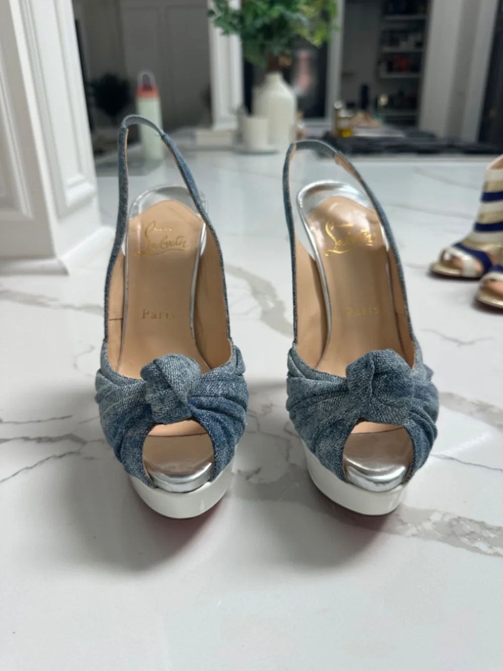 Christian Louboutin Platform Slingback Heels Sz 36.5
